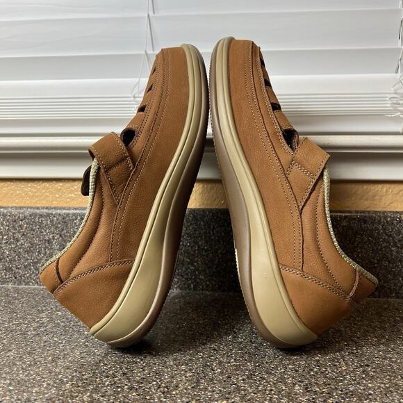 Orthofeet 896 Cognac Leather Shoes Womens Size 10 2E X-Wide Comfort Casual Flats - Picture 6 of 11